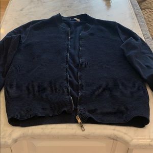 Valentino knit Cardigan with zipper. Navy blue